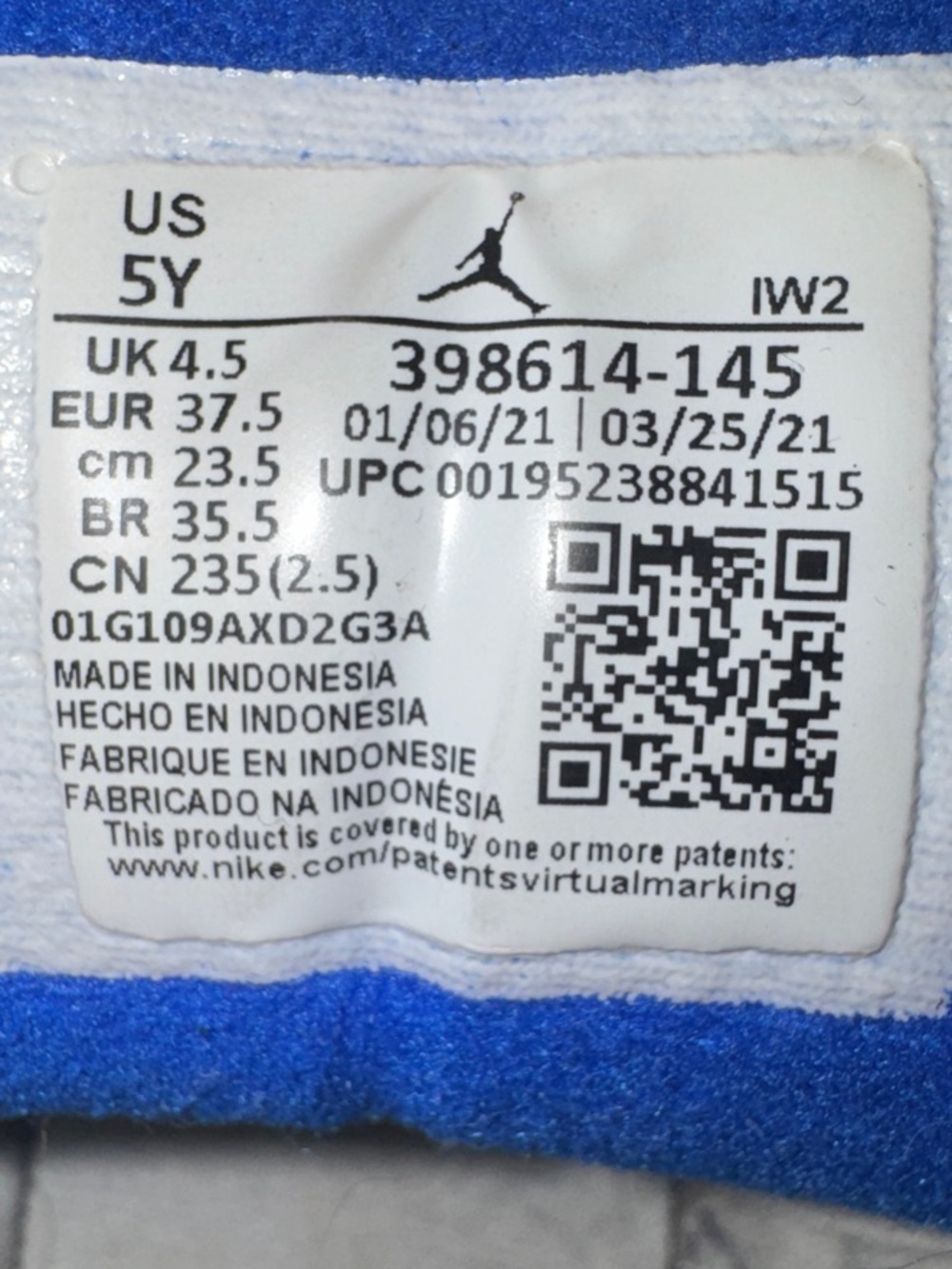 Jordan 3 Retro Racer Blue 5Y - Picture 4 of 4
